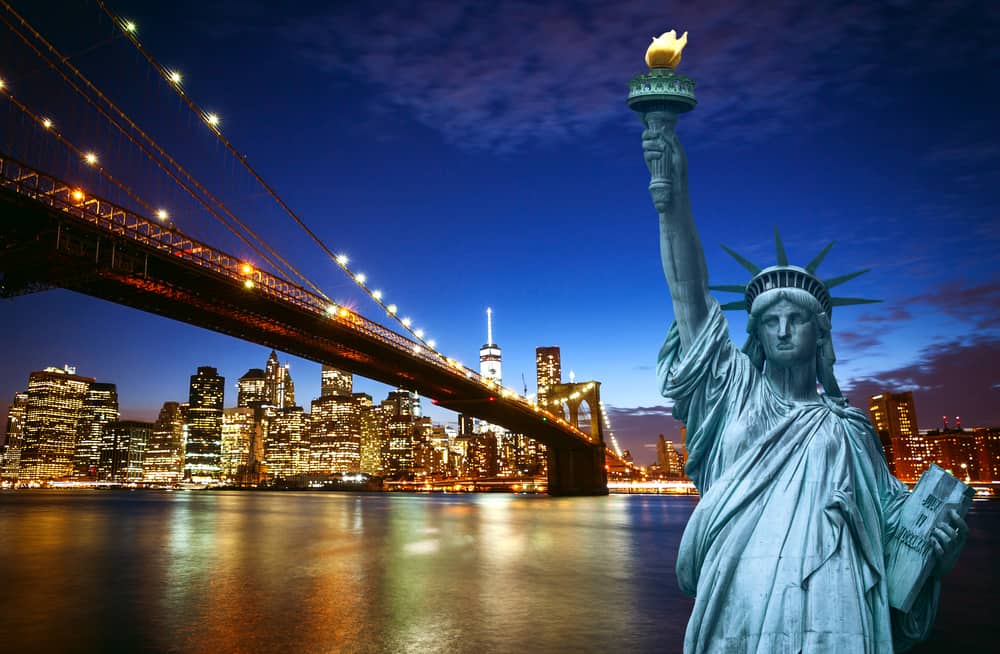 New york city skyline with Liberty Statue